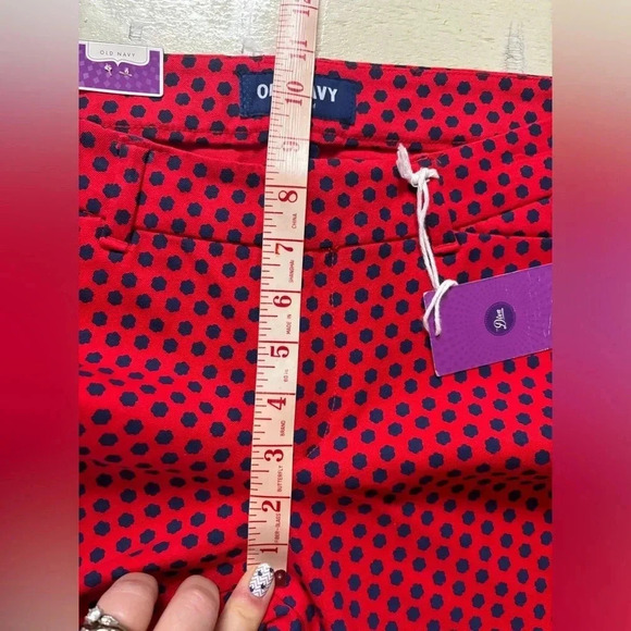 Old Navy Diva Pants Red Navy Floral Dots New NWT Size 8 Skinny Ankle Stretch - Picture 8 of 9